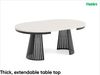 MEBLINI Esstisch Rund Ausziehbar aus Metall - 120-196x76 cm - CONEY - Kaschmir/Schwarz Matt - Loft - Esszimmertisch Modern - Küchentisch - Ausziehtisch - Round Dining Table Bild 2
