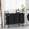 vidaXL Wäschekorb 3 Fächer mit Rollen Räuchereiche 859092 Bild 1