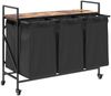 vidaXL Wäschekorb 3 Fächer mit Rollen Räuchereiche 859092 Bild 5