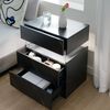 Nachttisch, Beistelltisch Nachtkommode mit LED-Schubladen, modern, MDF, Weiß/Schwarz Bild 2