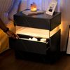 Nachttisch, Beistelltisch Nachtkommode mit LED-Schubladen, modern, MDF, Weiß/Schwarz Bild 5