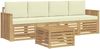 vidaXL Outdoor-Sofagarnitur mit Kissen 5 pcs Weiß und Creme Polyester 3391350 Bild 2