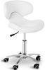Physa Andria White Rollhocker mit Lehne Arbeitshocker mit Rollen höhenverstellbar Sitzhocker mit Rückenlehne (weiß, polierter Stahl, PVC-Bezug, 360° drehbare Rollen, Variable Sitzhöhe) Bild 4