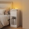 VASAGLE Nachttisch, schmal, Beistelltisch, LED-Beleuchtung, 1 USB-A-Anschluss, 1 USB-C-Anschluss, Schublade, offenes Fach, für Schlafzimmer, Wohnzimmer, wolkenweiß LETDE610W01 Bild 2