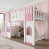 Merax Hochbett (Jugendbett Einzelbett, 1-St, Hausbett) Massivholz Kinderbett 90x200cm mit Stauraumtreppe Fenstern & Geländer Bild 4