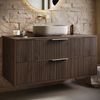 Badplaats Waschbeckenunterschrank Rimini 100 x 46 cm Walnuss Braun - Hängender Badezimmerschrank mit 2 Soft-Close Schubladen Bild 2