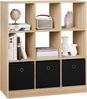 Woltu Bücherregal, mit 9 Fächern, Raumteiler 3 Schubladen aus Vliesstoff Bild 4