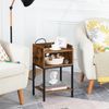 HOOBRO Nachttisch mit Ladestation AC-USB Schlafzimmer Vintagebraun Bild 2