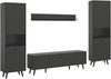Wohnwand >Linea< (4-teilig) 2 Vitrinen, Lowboard, Wandboard, grau - 331x195x40cm BxHxT Bild 1