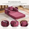 LVHOM 3-in-1 Schlafsessel, Klappsofa mit Schlaffunktion, Einzelschlafsofa mit Seitentaschen und Kissen, Polstersofa aus Cordstoff, frei Kombination, Weinrot Bild 4
