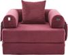 LVHOM 3-in-1 Schlafsessel, Klappsofa mit Schlaffunktion, Einzelschlafsofa mit Seitentaschen und Kissen, Polstersofa aus Cordstoff, frei Kombination, Weinrot Bild 2