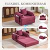 LVHOM 3-in-1 Schlafsessel, Klappsofa mit Schlaffunktion, Einzelschlafsofa mit Seitentaschen und Kissen, Polstersofa aus Cordstoff, frei Kombination, Weinrot Bild 3