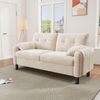 2-Sitzer Sofa, mit dicken Sitzkissen & Seitentaschen, Chenille, 158x80x88,5 cm, Beige Bild 3