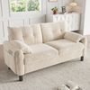 2-Sitzer Sofa, mit dicken Sitzkissen & Seitentaschen, Chenille, 158x80x88,5 cm, Beige Bild 4