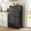 HAUSS SPOLE Highboard mit LED Hochschrank Küchenschrank mit verstellbare Regalböden,Schwarz (20×60,5×40 cm, Holzmaserung-Finish, Doppeltürschrank, vielseitige Aufbewahrung, moderne Türdesigns), verstellbare Einlegeböden, Kippschutz, staubgeschützte Auf... Bild 3