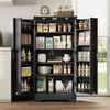 HAUSS SPOLE Highboard mit LED Hochschrank Küchenschrank mit verstellbare Regalböden,Schwarz (20×60,5×40 cm, Holzmaserung-Finish, Doppeltürschrank, vielseitige Aufbewahrung, moderne Türdesigns), verstellbare Einlegeböden, Kippschutz, staubgeschützte Auf... Bild 2