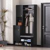 Garderoben-Set mit Sitzbank & Lochwand, Schwarz, 100x35x180 cm Bild 3