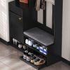 Garderoben-Set mit Sitzbank & Lochwand, Schwarz, 100x35x180 cm Bild 5