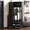 Garderoben-Set mit Sitzbank & Lochwand, Schwarz, 100x35x180 cm Bild 2