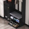 Garderoben-Set mit Sitzbank & Lochwand, Schwarz, 100x35x180 cm Bild 5