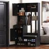 Garderoben-Set mit Sitzbank & Lochwand, Schwarz, 100x35x180 cm Bild 4