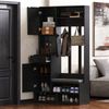 Garderoben-Set mit Sitzbank & Lochwand, Schwarz, 100x35x180 cm Bild 4