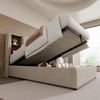 Merax Polsterbett mit kabellosem Laden, USB-C Anschluss, Stauraum & Lattenrost, Leinen, Beige, 90x200 cm Bild 3