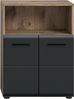welltime Midischrank FLORENZ, Breite 60 cm, 2 Türen, 1 Fachboden, 1 offene Fach (1-St, TOPSELLER) hochwertige MDF Front, Griff schwarz, Badschrank, Bad Bild 3