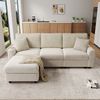 Merax 3-Sitzer-Sofa, 223cm L-förmiges Sofa mit 1 Fußhocker, 2 quadratischen Kissen, 1 USB-Anschluss und 1 Type-C-Anschluss, Beige Bild 2