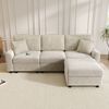 Merax 3-Sitzer-Sofa, 223cm L-förmiges Sofa mit 1 Fußhocker, 2 quadratischen Kissen, 1 USB-Anschluss und 1 Type-C-Anschluss, Beige Bild 5
