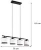 LED Balkenpendelleuchte 4-flammig mit Stoffschirmen Schwarz/Weiß, Breite 75cm Bild 3