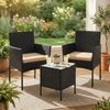 Balkonmöbel, Gartenmöbel-Set aus PE-Polyrattan, Tisch und 2 Stühle, Schwarz-Taupe Bild 3