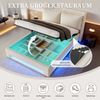 Polsterbett 140x200 cm Samt mit LED, USB-C, Kopfteil-Ablage, Nachtlicht, Hydraulik-Stauraum, ergonomisch,Beige Bild 4