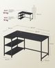 VASAGLE Schreibtisch mit Stauraum, L-Form Computertisch, höhenverstellbare Ablage, Büro, mit Ladestation, 120 x 80 cm, schwarz Bild 5