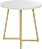 Esstisch 80x80x75 cm, runde MDF-Tischplatte mit Marmor‑Muster, stabiles Metalllgestell, weiß Bild 5