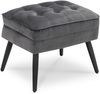 MCombo Gepolsterter Sitzhocker Fußstütze 7278, Ottoman Schminktisch mit Metallbeinen, Eleganter Hocker für Wohnzimmer Schlafzimmer,Quadratisch, Samt, Grau, 37 x 40 cm Bild 2