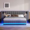 Flieks Polsterbett, Doppelbett 180x200cm mit breitem Kopfteil, LED-Leiste, Leselampe, USB Bild 3