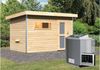 Karibu Sauna Skrollan 1 naturbelassen + 9 kW BIO-Kombiofen mit ext. Steuerung Easy Milchglastür Bild 2