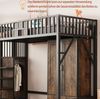 Bett 90x200 cm als Hochbett mit integriertem Kleiderschrank und Aufbewahrungsleiter, schwarz Bild 4