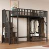 Bett 90x200 cm als Hochbett mit integriertem Kleiderschrank und Aufbewahrungsleiter, schwarz Bild 3
