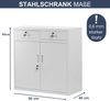 Metallschrank klein LENA - Schubladen, Flügeltüren | Aktenschrank abschließbar Büroschrank Stahl Mehrzweckschrank Werkstatt Werkzeugschrank, 90x90x40cm Grau Bild 2