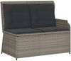 vidaXL Gartenbank Verstellbar mit Kissen Grau Poly Rattan 368939 Bild 2