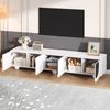 TV-Schrank 180 x 40 x 41,5 cm, weiß mit schwarzen Akzenten, grifflos, aus MDF und Spanplatte Bild 4