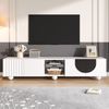 TV-Schrank 180 x 40 x 41,5 cm, weiß mit schwarzen Akzenten, grifflos, aus MDF und Spanplatte Bild 2