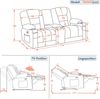 M MCombo Elektrisch 2 Sitzer Sofa mit Schlaffunktion, 2er Relaxsofa mit Taste 150° Verstellbar, Kinosessel mit Liegefunktion, Konsole & USB & Getränkehalter, 7009 (Grau) Bild 2