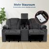 M MCombo Elektrisch 2 Sitzer Sofa mit Schlaffunktion, 2er Relaxsofa mit Taste 150° Verstellbar, Kinosessel mit Liegefunktion, Konsole & USB & Getränkehalter, 7009 (Grau) Bild 3