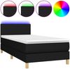 Boxspringbett mit Matratze & LED Stoff Schwarz 90x200 cm, Härtegrad: H2 [3133527] Bild 2