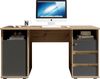 PRIMUS 2 Schreibtisch mit Schubladen, Artisan Eiche Optik / Anthrazit - Bürotisch Computertisch fürs Homeoffice mit Stauraum und offenen Ablagefächern - 145 x 74 x 65 cm (B/H/T) Bild 3