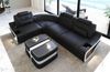 Ecksofa Elena Eleganz L Form aus Leder - Ledermix - schwarz-weiß - Links Bild 3