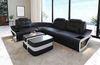 Ecksofa Elena Eleganz L Form aus Leder - Ledermix - schwarz-weiß - Links Bild 2